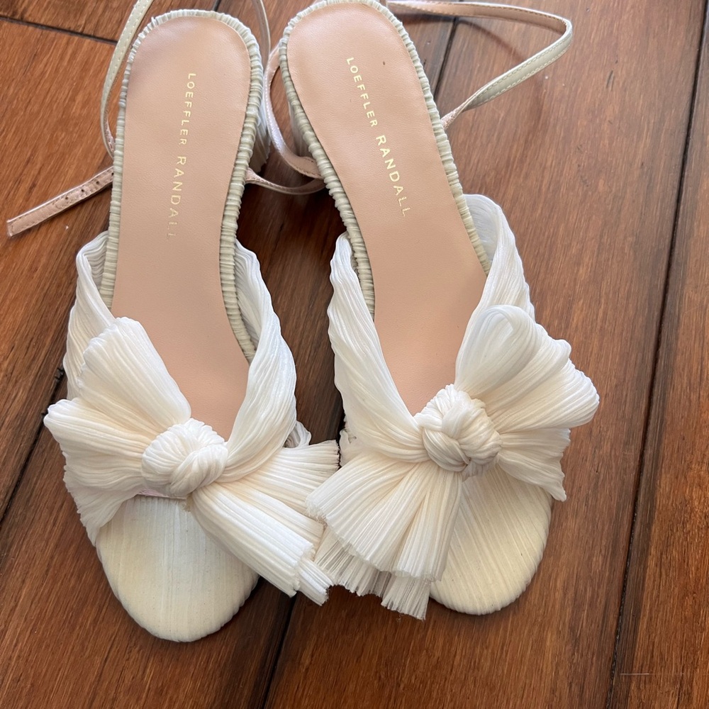 Loeffler Randall Cream Knotted Bow Slingback Sandals - Picture 4 of 11